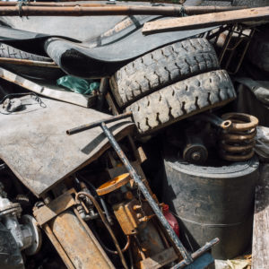 old rusty junk and garbage of steel and rubber